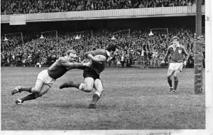 Wales v Ireland - 1971 - Rugby Gareth Edwards proves to strong for Ireland' Wales v Ireland - 1971 - Rugby Gareth Edwards proves to strong for Ireland'