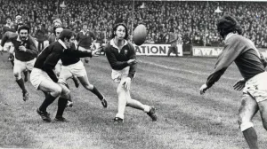 WALES V SCOTLAND 1976- PICTURE SHOWS: Man-of-the-series J.P.R. Williams passes out to J WALES V SCOTLAND 1976- PICTURE SHOWS: Man-of-the-series J.P.R. Williams passes out to J