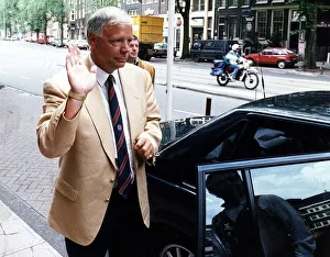 Wallace Mercer Hearts football chief leaves Amsterdam for the South of France waving hand Wallace Mercer Hearts football chief leaves Amsterdam for the South of France waving hand