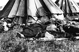 War Dunkirk Evacuation of BEF from Dunkirk tired troops sleep in a camp after their War Dunkirk Evacuation of BEF from Dunkirk tired troops sleep in a camp after their
