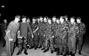 War Falklands Marines on their return home after they fought in the Falkland Islands War Falklands Marines on their return home after they fought in the Falkland Islands