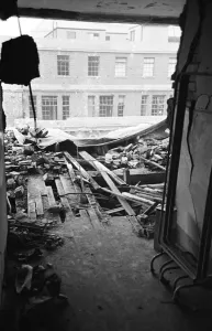 A ward exposed to the elements on the first floor of The Westminster Hospital after A ward exposed to the elements on the first floor of The Westminster Hospital after