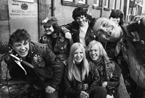 Wedding of two Hells Angels at the registry office in Jacksons Row, Manchester Wedding of two Hells Angels at the registry office in Jacksons Row, Manchester