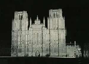 Wells Cathedral Somerset photographed from between two trees 19 century Gothic Wells Cathedral Somerset photographed from between two trees 19 century Gothic