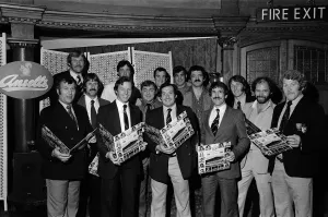 Welsh rugby stars of the 1970s recording songs for the Welsh Rugby Centenary Welsh rugby stars of the 1970s recording songs for the Welsh Rugby Centenary