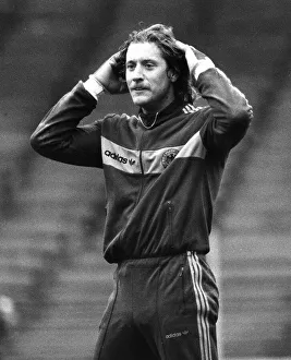 West German golakeeper Harald Schumacher in training at Wembley Stadium before West German golakeeper Harald Schumacher in training at Wembley Stadium before