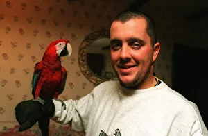 West Ham football player Julian Dicks at home with his pet parrot West Ham football player Julian Dicks at home with his pet parrot