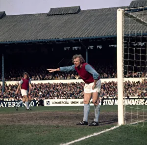 West Ham United footballer Bobby Moore shouts instructions to teammates during the league West Ham United footballer Bobby Moore shouts instructions to teammates during the league