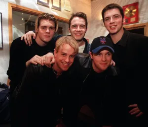 Westlife pop group November 1999 at Radio Forth Westlife pop group November 1999 at Radio Forth