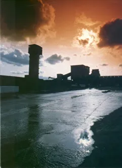 Westoe Colliery silhouetted against the sky, October 1992 Westoe Colliery silhouetted against the sky, October 1992