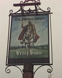 Whichford, Warwickshire. The sign of the Norman Knight pub Whichford, Warwickshire. The sign of the Norman Knight pub