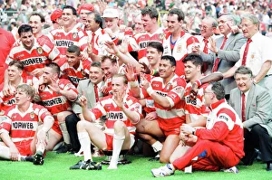 Wigan celebrate their 6th Rugby League Cup victory in a row at Wembley where they Wigan celebrate their 6th Rugby League Cup victory in a row at Wembley where they