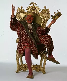 Images Dated 1st June 1986: William G Stewart TV Presenter June 1986 dressed as a king sitting on a throne