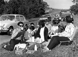 The Williams family picnicing on the main Newton Abbot to Plymouth Road The Williams family picnicing on the main Newton Abbot to Plymouth Road