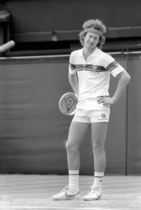 Wimbledon 1981. John McEnroe in trouble with the Umpire. July 1981 81-3764-013 Wimbledon 1981. John McEnroe in trouble with the Umpire. July 1981 81-3764-013