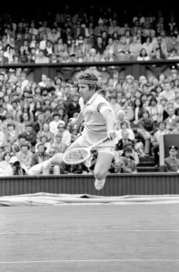 Wimbledon 3rd Day: John McEnroe in action. June 1981 81-3579-005 Wimbledon 3rd Day: John McEnroe in action. June 1981 81-3579-005