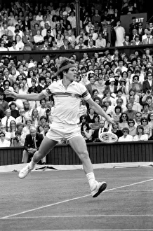 Wimbledon 3rd Day: John McEnroe in action. June 1981 81-3579-009 Wimbledon 3rd Day: John McEnroe in action. June 1981 81-3579-009
