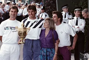 Wimbledon. Champion Michael Stich with Trophy and Family. July 1991 91-4302-299 Wimbledon. Champion Michael Stich with Trophy and Family. July 1991 91-4302-299
