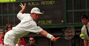 WIMBLEDON TENNIS CHAMPIONSHIPS 1996 DAY 4 MARK PETCHEY PLAYING CEDRIC PIOLINE WIMBLEDON TENNIS CHAMPIONSHIPS 1996 DAY 4 MARK PETCHEY PLAYING CEDRIC PIOLINE