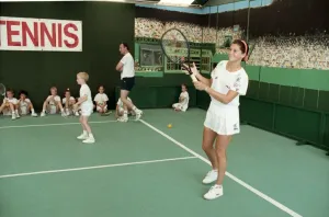 Wimbledon Tennis Championships June 1992 Monica Seles playiong Short Tennis with Wimbledon Tennis Championships June 1992 Monica Seles playiong Short Tennis with
