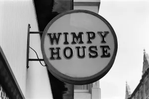 Wimpy House restaurant signs. 17th July 1973 Wimpy House restaurant signs. 17th July 1973
