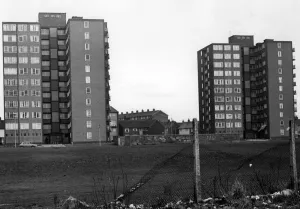 The Wingate Towers flats as seen from Liverpool Road. Huyton, Knowsley, Merseyside The Wingate Towers flats as seen from Liverpool Road. Huyton, Knowsley, Merseyside