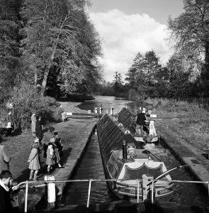 Winter canal scene in Watford, Hertfordshire. Circa 1950 Winter canal scene in Watford, Hertfordshire. Circa 1950