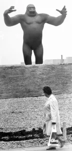 A Woman takes a passing glance at the King Kong statue in Birmingham, September 1972 A Woman takes a passing glance at the King Kong statue in Birmingham, September 1972