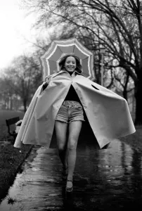 Woman/Umbrella/Humour: Actress Cheryl Gilham. January 1975 75-00534-005 Woman/Umbrella/Humour: Actress Cheryl Gilham. January 1975 75-00534-005