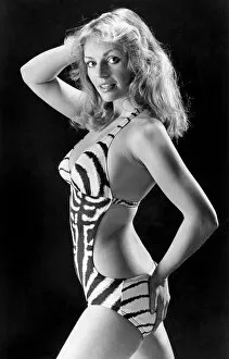 Images Dated 7th May 1976: Woman wearing a tiger-skin print one-piece suit which shows a lot of the wearer