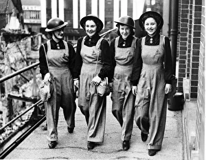 Women from the Fire Watching Service in Falmouth Cornwall in their uniforms Women from the Fire Watching Service in Falmouth Cornwall in their uniforms