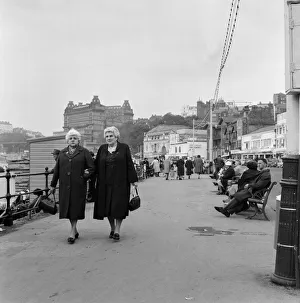 Two women taking a walk along the promenade at Scarborough, North Yorkshire. May 1964 Two women taking a walk along the promenade at Scarborough, North Yorkshire. May 1964