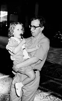 Woody Allen actor and film director with daughter at Heathrow Airport July Woody Allen actor and film director with daughter at Heathrow Airport July