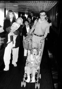 Woody Allen Actor and Film Producer at London Airport with his family dbase Woody Allen Actor and Film Producer at London Airport with his family dbase