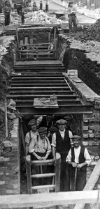 Work in progress on one of the air raid shelters which is being constructed by Work in progress on one of the air raid shelters which is being constructed by