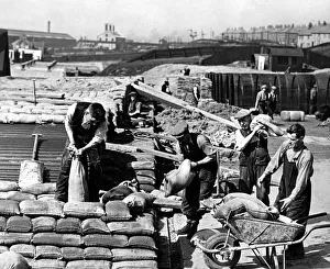 Work is pushed ahead on the group of ARP air raid shelters at the Vickers-Armstrong Work is pushed ahead on the group of ARP air raid shelters at the Vickers-Armstrong