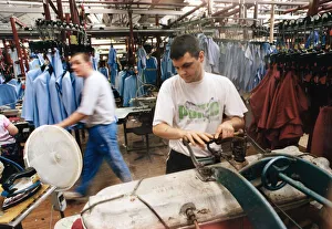 Worker Phil Stones of Alexon textiles factory at Alexon House in Hawthorn, Pontypridd Worker Phil Stones of Alexon textiles factory at Alexon House in Hawthorn, Pontypridd