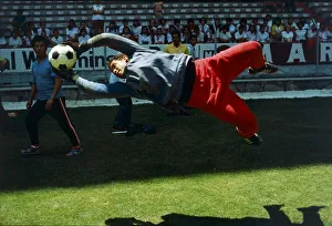 World Cup 1970 Peru keeper luis Rubinos makes a save in training for quarter finals World Cup 1970 Peru keeper luis Rubinos makes a save in training for quarter finals