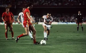 World Cup 1982 Belgiun 0 USSR 1 Walter Meeuws of Belgium is on the ball World Cup 1982 Belgiun 0 USSR 1 Walter Meeuws of Belgium is on the ball