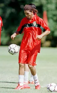 World Cup France 1998 Football Morocco players Hadji during training World Cup France 1998 Football Morocco players Hadji during training