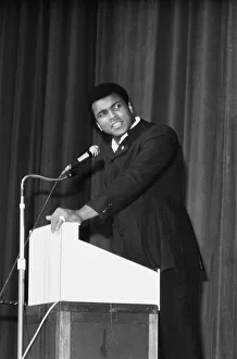 World Heavyweight boxing champion Muhammad Ali held his first public speaking in England World Heavyweight boxing champion Muhammad Ali held his first public speaking in England