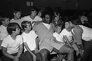 World heavyweight champion George Foreman during a training session at Hayward Boys Club World heavyweight champion George Foreman during a training session at Hayward Boys Club