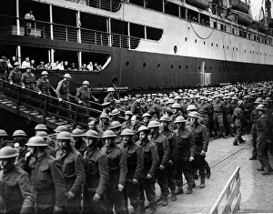 World War 2 British soldiers disembarking their ship May 1940 World War 2 British soldiers disembarking their ship May 1940