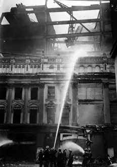 World War Two Air Raids, Birmingham, 25th October 1940. Firemen at Work World War Two Air Raids, Birmingham, 25th October 1940. Firemen at Work