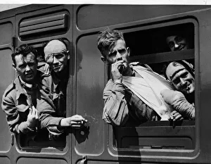 Wounded soldiers on hospital train passing through France 1940 WW2 Wounded soldiers on hospital train passing through France 1940 WW2
