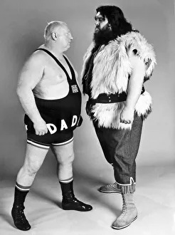Wrestler Shirley Crabtree alias Big Daddy faces up to fellow British wrestler Martin Wrestler Shirley Crabtree alias Big Daddy faces up to fellow British wrestler Martin