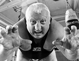 Wrestler Shirley Crabtree alias Big Daddy poses in the gym, July 1979 Wrestler Shirley Crabtree alias Big Daddy poses in the gym, July 1979