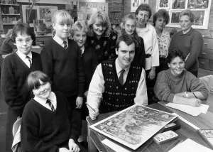 Writer and Illustrator Joseph Sharples instructs mums as well as first year pupils when Writer and Illustrator Joseph Sharples instructs mums as well as first year pupils when