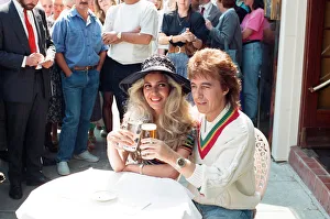 Bill Wyman and Mandy Smith at Sticky Fingers, Bill's new restaurant in Kensington Bill Wyman and Mandy Smith at Sticky Fingers, Bill's new restaurant in Kensington