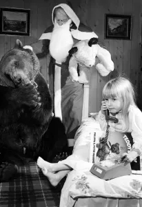 Four year old Gayl Mather chats to Santa Claus about her adventures with Hercules Four year old Gayl Mather chats to Santa Claus about her adventures with Hercules
